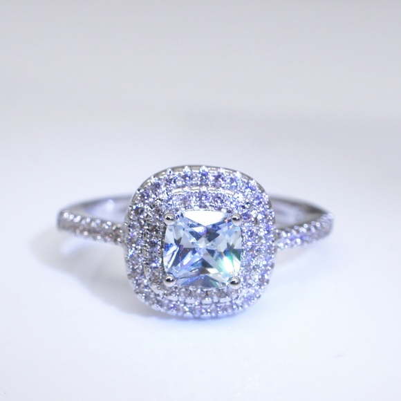 NEW 925 Sterling Silver Diamond Double Halo Ring - Picture 7 of 8